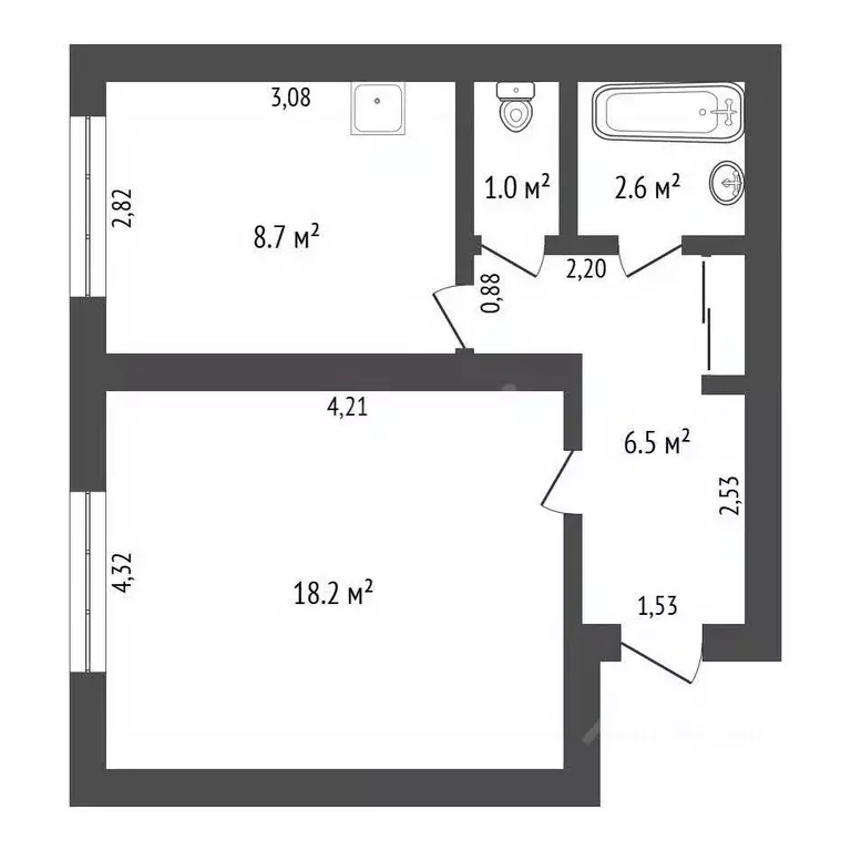 1-к кв. Амурская область, Зея Светлый мкр, 72 (37.4 м) - Фото 2