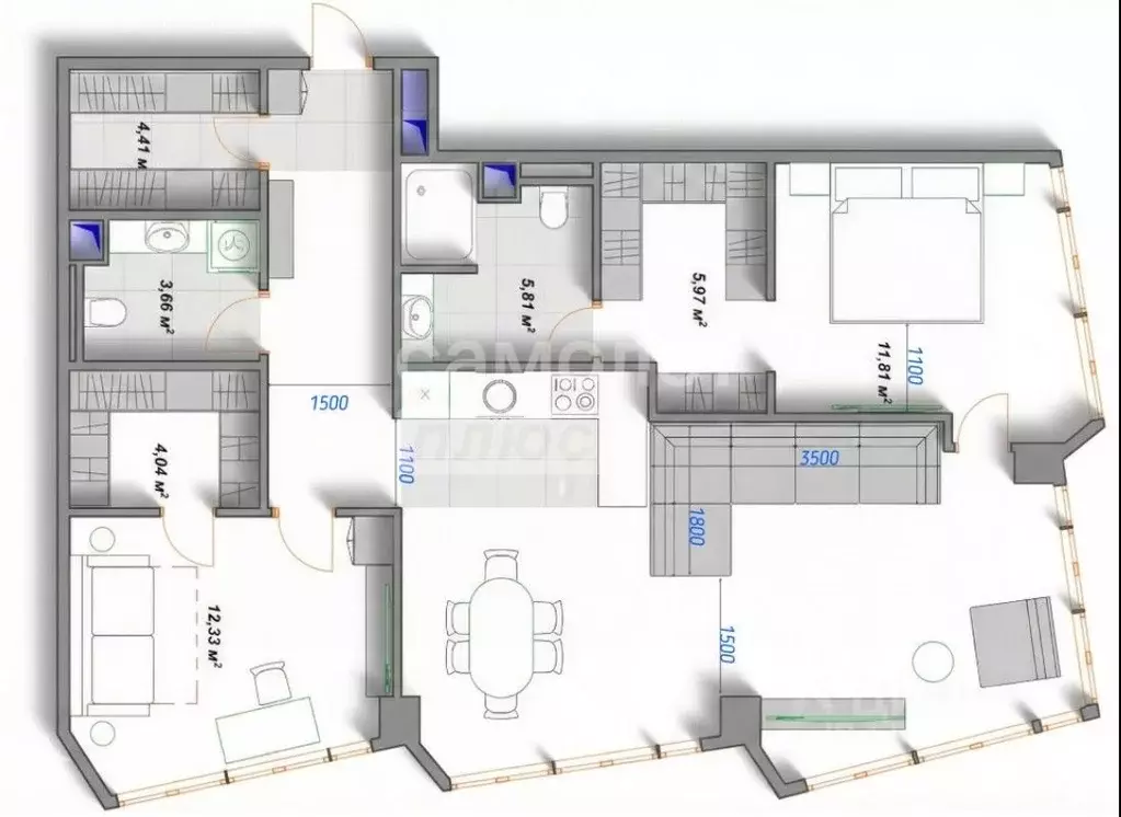 3-к кв. Москва Летниковская ул., 11/10С26 (94.2 м) - Фото 2