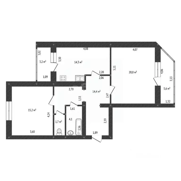 2-к кв. Башкортостан, Уфа ул. Рабкоров, 4/4 (74.9 м) - Фото 2