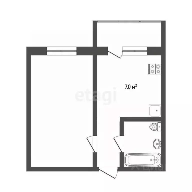 1-к кв. Ростовская область, Ростов-на-Дону ул. Ткачева, 42с1 (30.8 м) - Фото 1