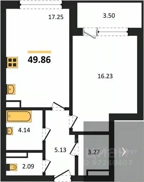 1-к кв. Воронежская область, Воронеж Бунин жилой комплекс (49.86 м) - Фото 1