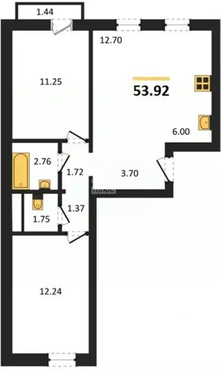 2-к кв. Челябинская область, Челябинск ул. Блюхера, 123Г (53.92 м) - Фото 2
