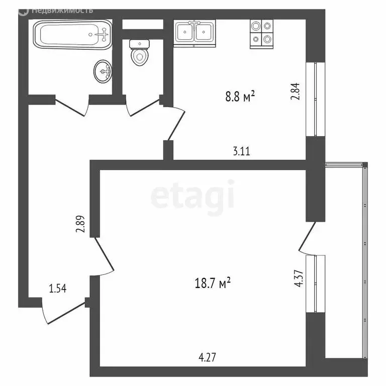 1-комнатная квартира: Тюмень, улица Муравленко, 35 (38.6 м) - Фото 1