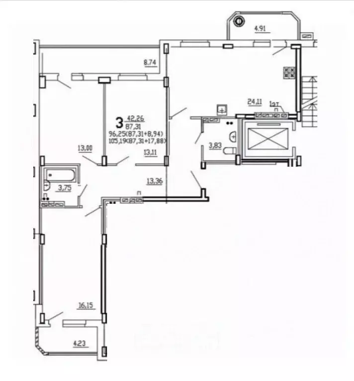 3-к кв. Курская область, Курск ул. 2-я Агрегатная, 57 (105.0 м) - Фото 1