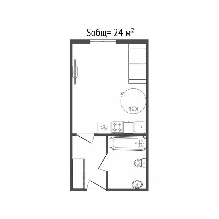 Студия Новосибирская область, Новосибирск ул. Надежды, 6 (24.0 м) - Фото 2