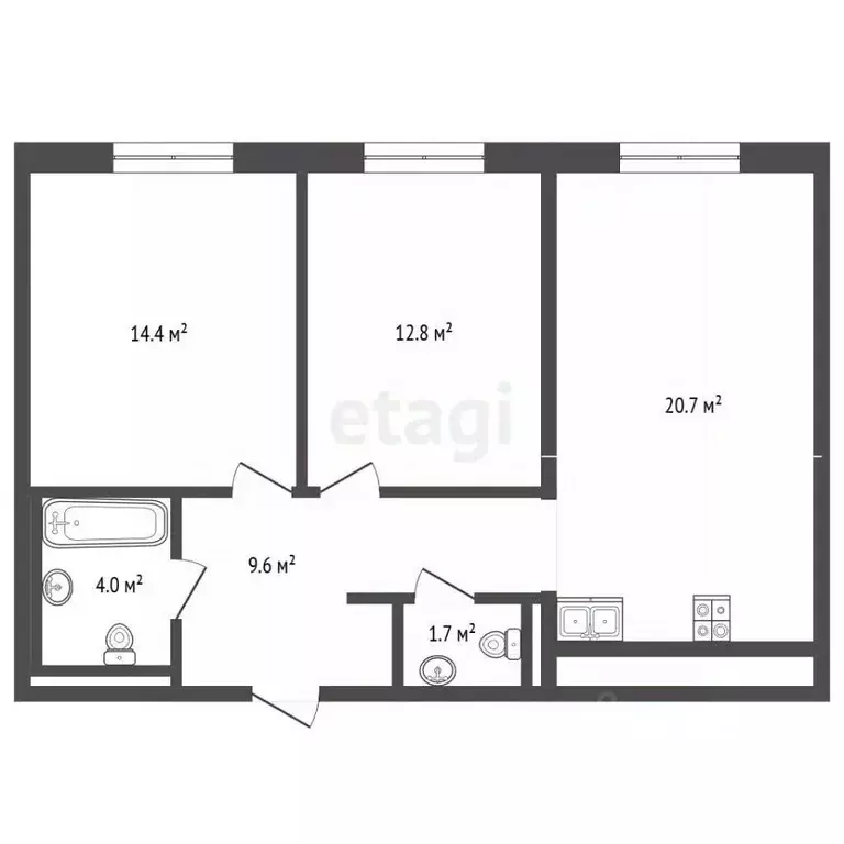 3-к кв. Московская область, Красногорск ул. Видная, 2 (63.2 м) - Фото 2