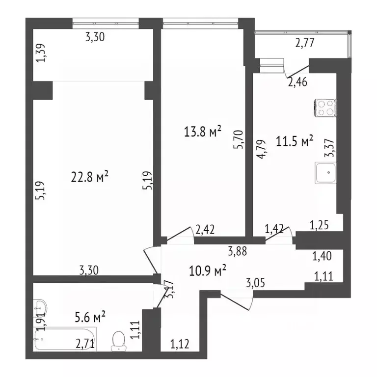 2-к кв. Севастополь просп. Античный, 26к3 (85.0 м) - Фото 1