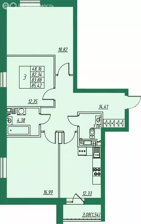 3-комнатная квартира: городской округ Владимир, посёлок ... - Фото 1