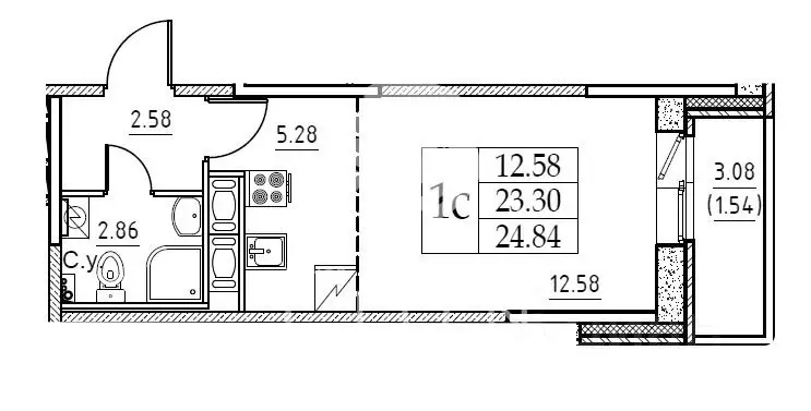 Студия Санкт-Петербург ул. Гудиловская, 9 (23.3 м) - Фото 0