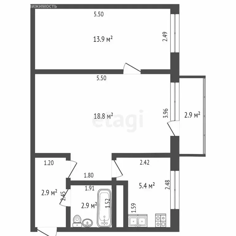 2-комнатная квартира: Самара, Физкультурная улица, 37 (46 м) - Фото 0