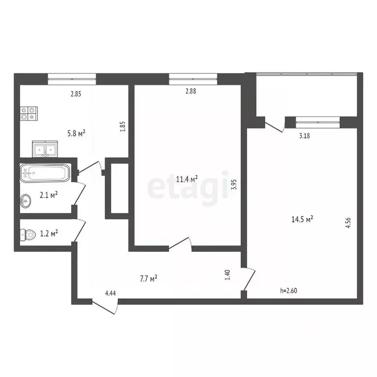 2-к кв. Ямало-Ненецкий АО, Новый Уренгой ул. Геологоразведчиков, 6 ... - Фото 1