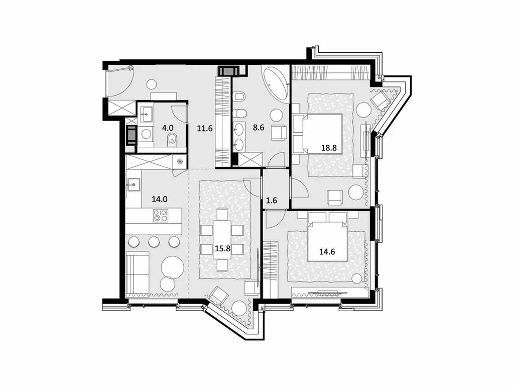 3-комнатная квартира: Москва, улица Генерала Глаголева, 14Ак1 (89 м) - Фото 1