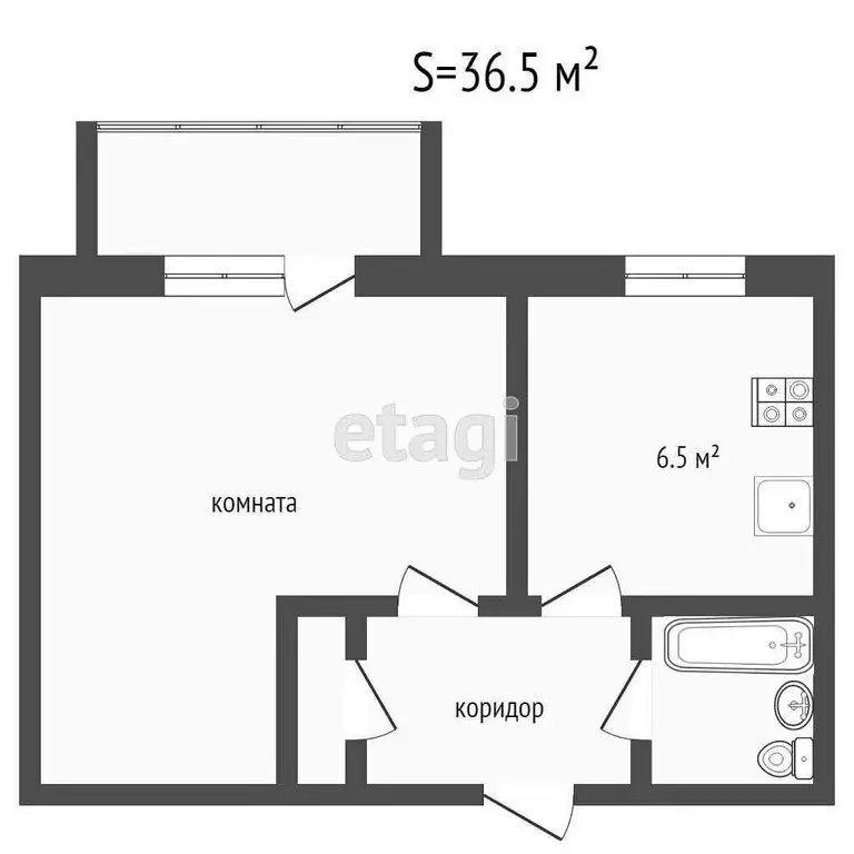 1-комнатная квартира: Сыктывкар, улица Пушкина, 39 (31.8 м) - Фото 1