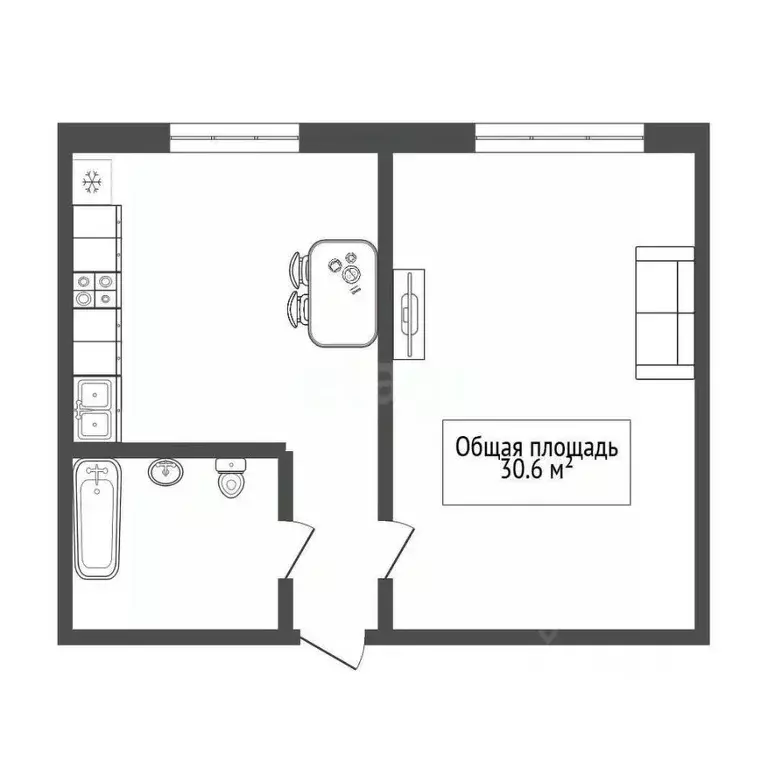 1-к кв. Новосибирская область, Новосибирск Волховская ул., 31 (30.6 м) - Фото 2