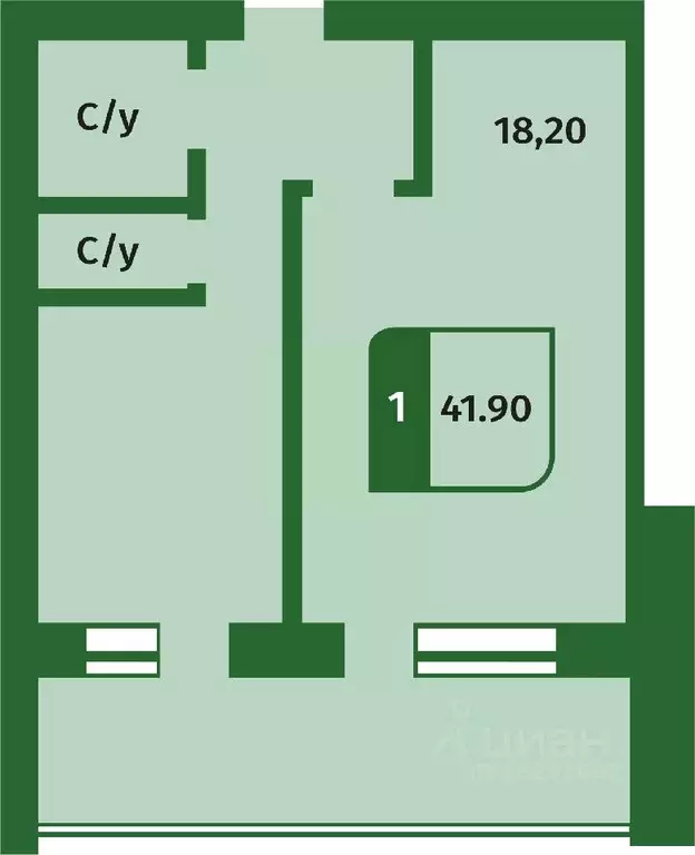 1-к кв. Тюменская область, Тюмень ул. Ленина, 69А (41.9 м) - Фото 1