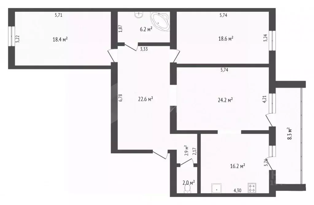 3-к кв. Тюменская область, Тюмень ул. Демьяна Бедного, 83к1 (111.0 м) - Фото 1