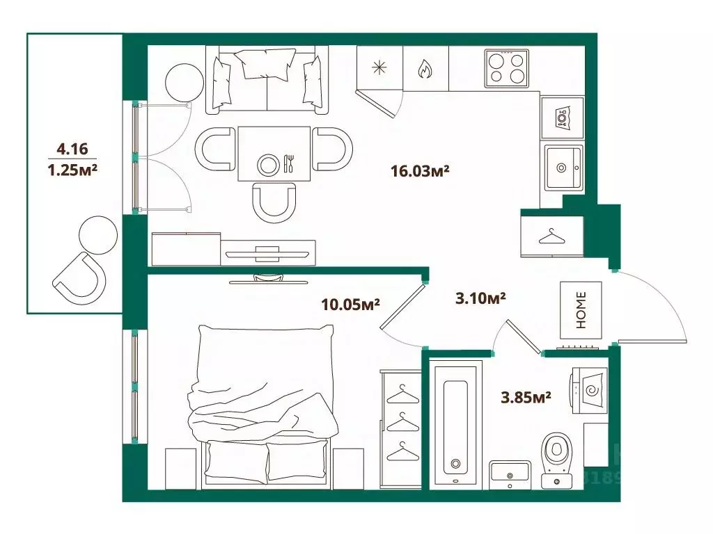 1-к кв. Ленинградская область, Ломоносовский район, Аннинское ... - Фото 1