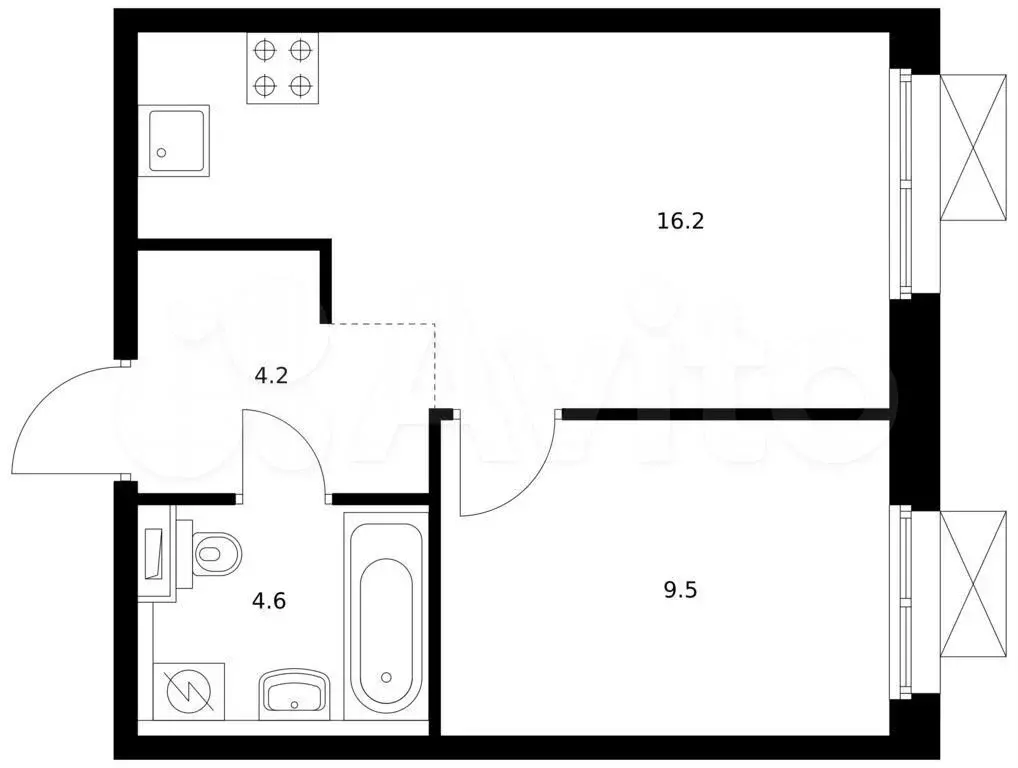 1-к. квартира, 34,5 м, 10/17 эт. - Фото 0