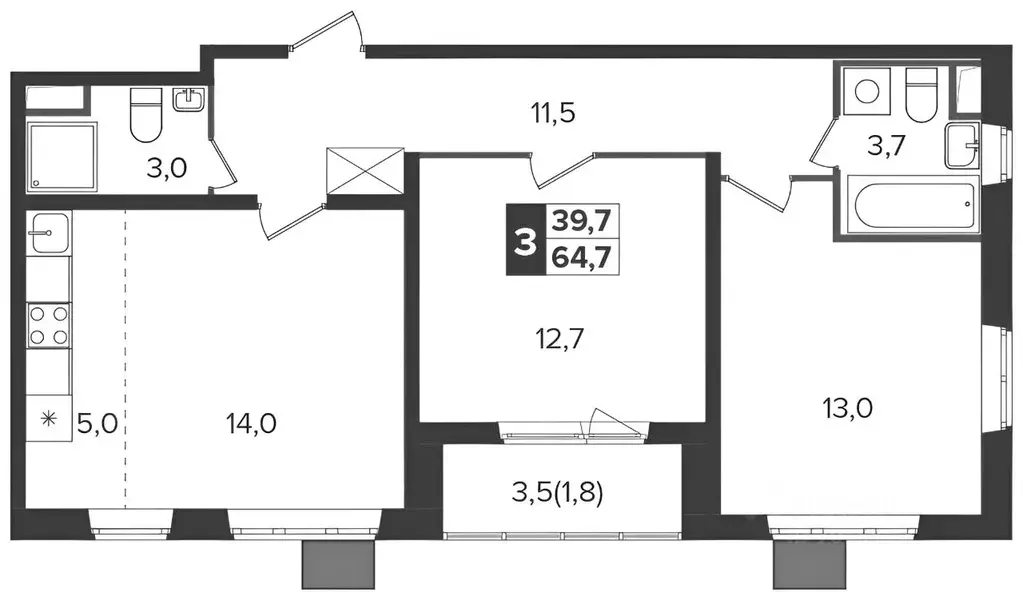 3-к кв. Московская область, Ленинский городской округ, пос. Битца ... - Фото 2