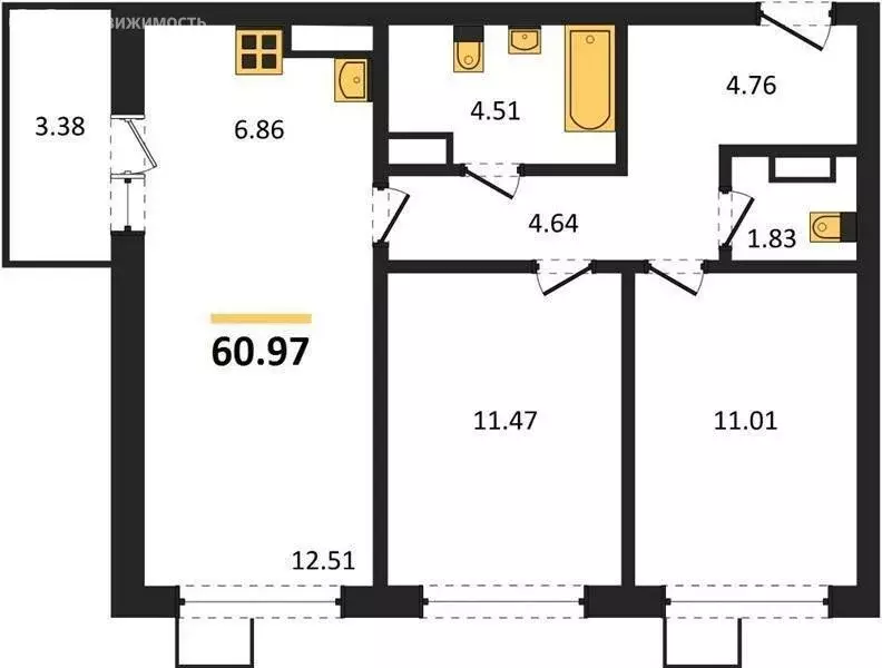 2-комнатная квартира: Пенза, Железнодорожный район, микрорайон ... - Фото 0
