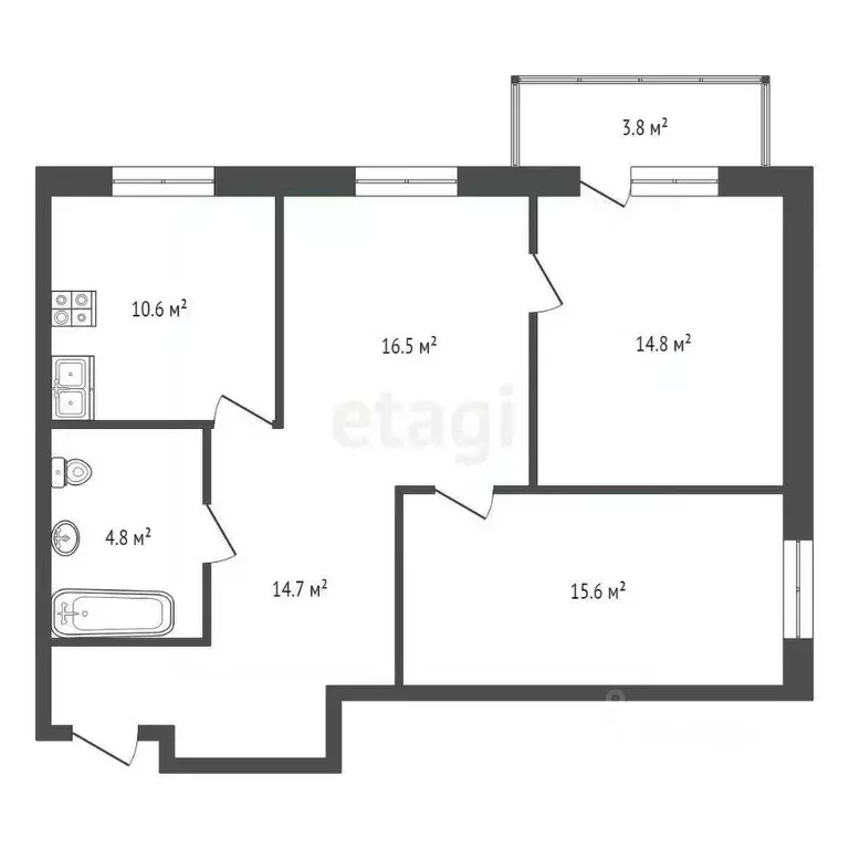 3-к кв. Краснодарский край, Новороссийск ул. Куникова, 5 (80.8 м) - Фото 1