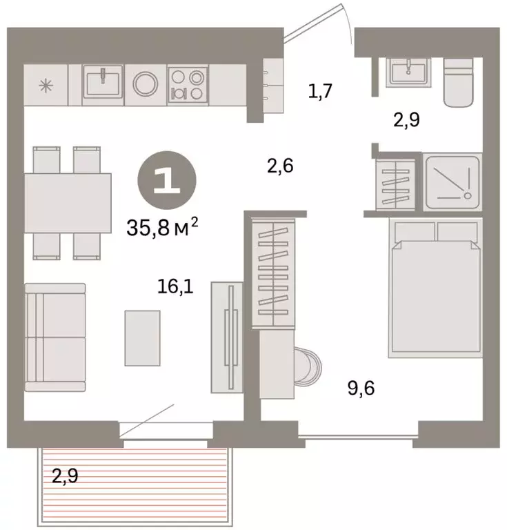 1-комнатная квартира: Екатеринбург, жилой район Сортировочный, ... - Фото 2