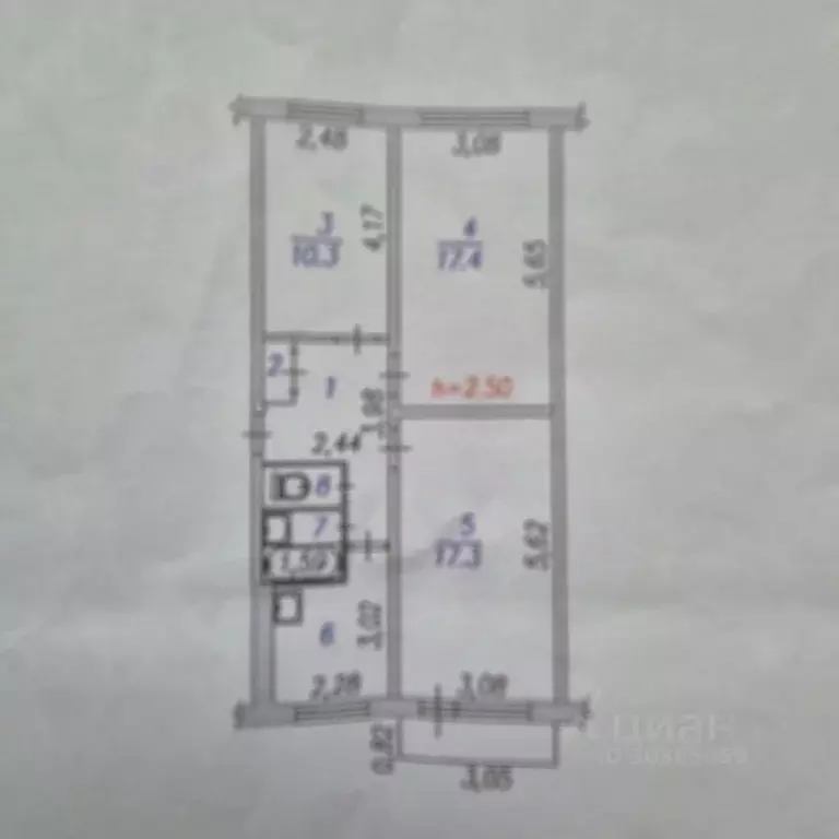 3-к кв. Кемеровская область, Новокузнецк ул. Тореза, 87 (62.0 м) - Фото 2