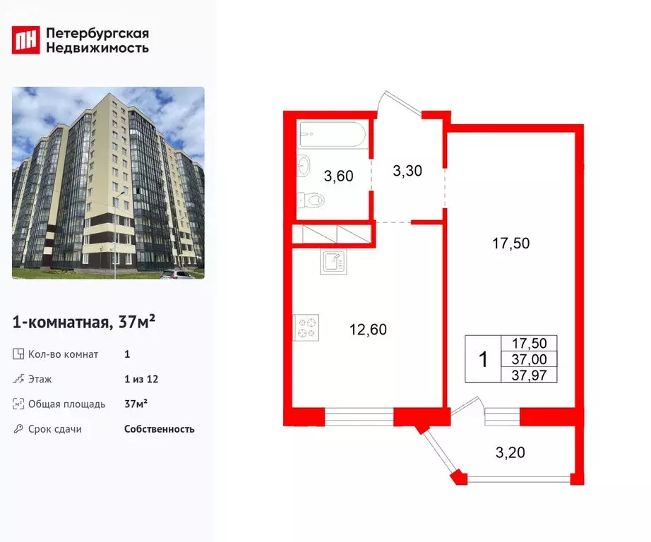 1-комнатная квартира: Аннинское городское поселение, деревня Куттузи, ... - Фото 2