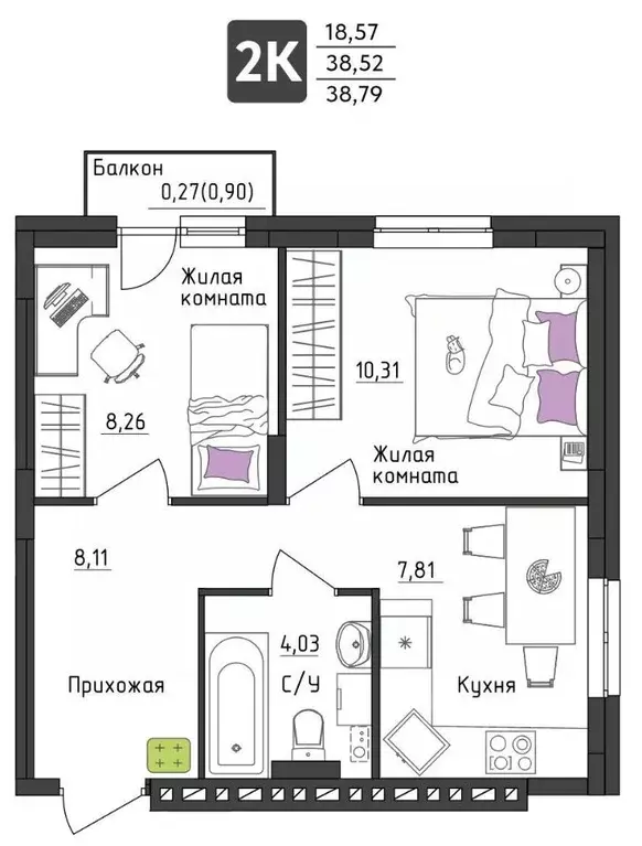 2-к кв. Пермский край, Пермь Верхне-Вишерская ул., 40 (38.79 м) - Фото 0