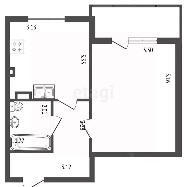 1-к кв. Ленинградская область, Гатчинский муниципальный округ, д. ... - Фото 2