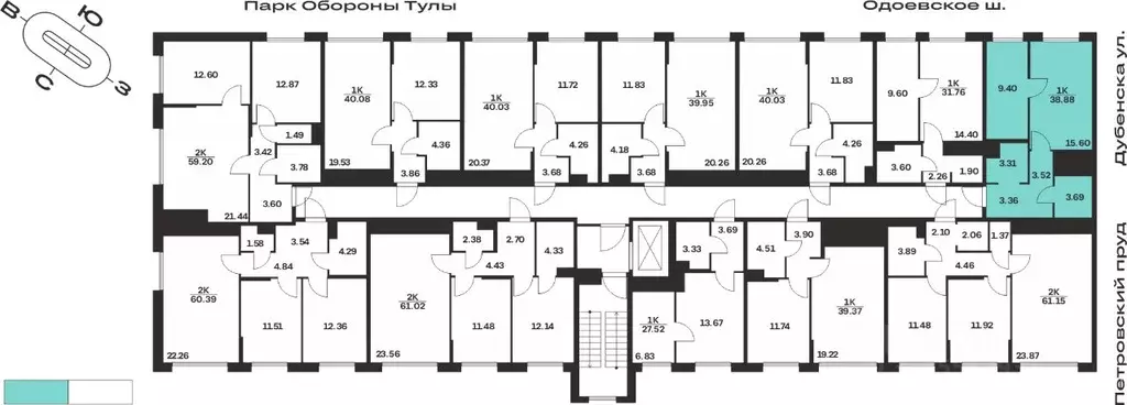 1-к кв. Тульская область, Тула Жукова Парк жилой комплекс (38.88 м) - Фото 2