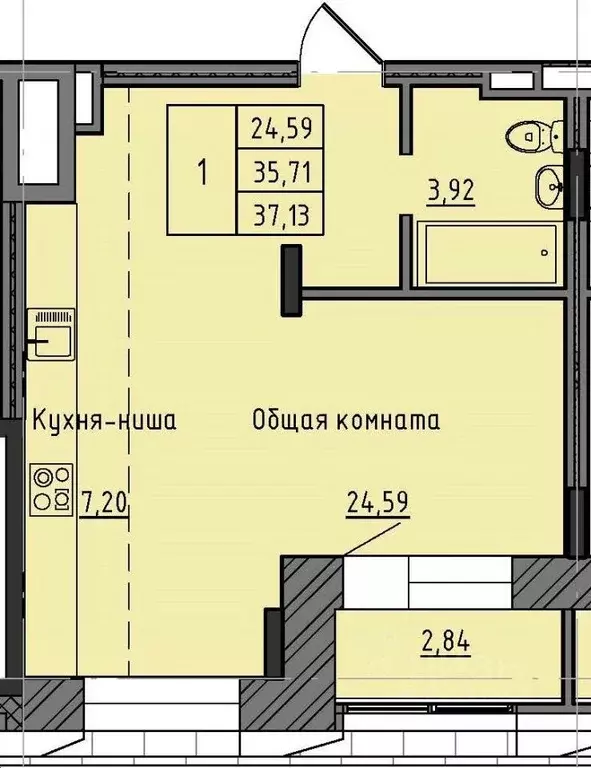 1-к кв. саха (якутия), якутск 37-й кв-л, (37.13 м) - Фото 0