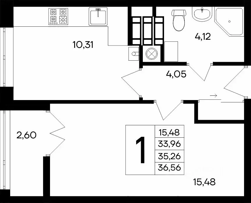 1-к кв. Крым, Евпатория Сезоны жилой комплекс (36.96 м) - Фото 1