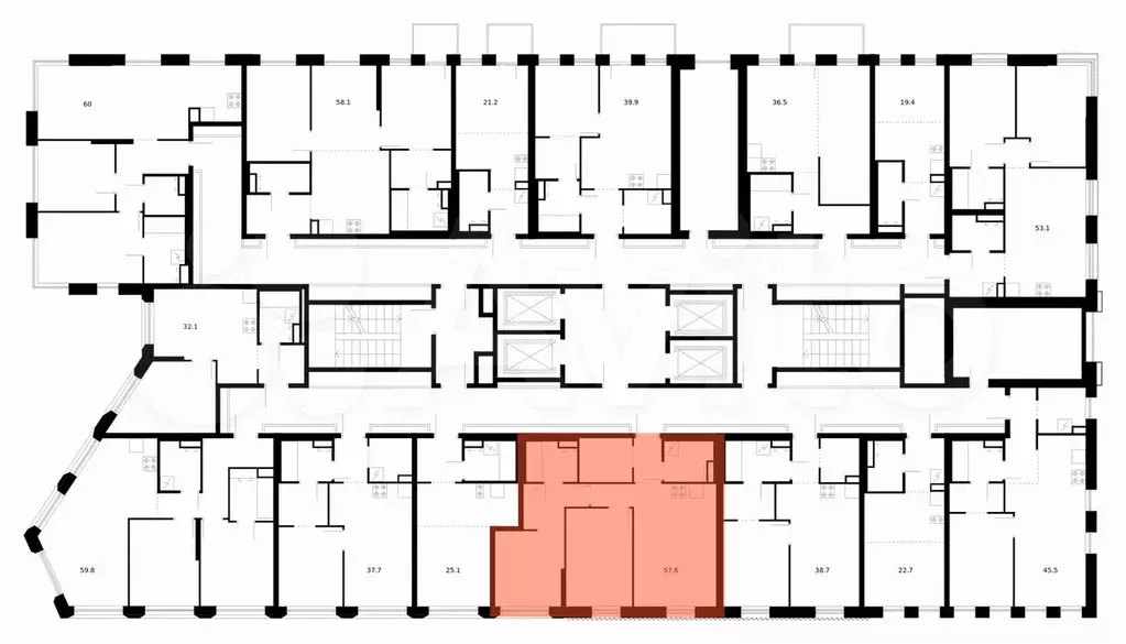 2-к. квартира, 57,6 м, 24/39 эт. - Фото 1