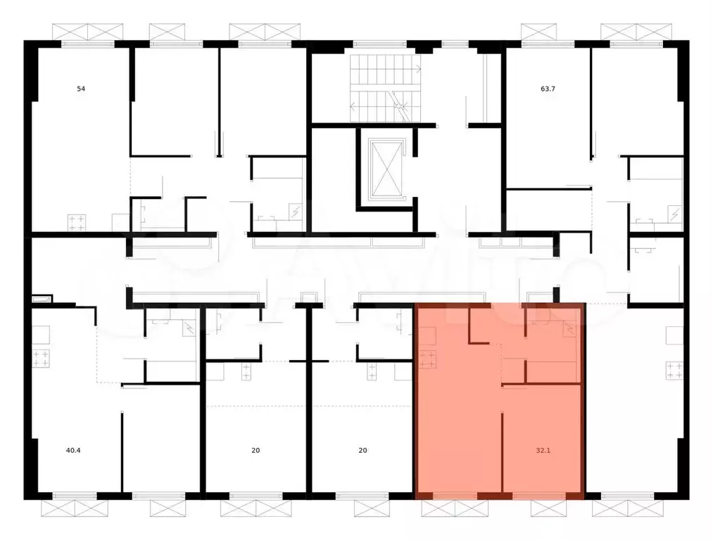 1-к. квартира, 32,1 м, 7/9 эт. - Фото 1