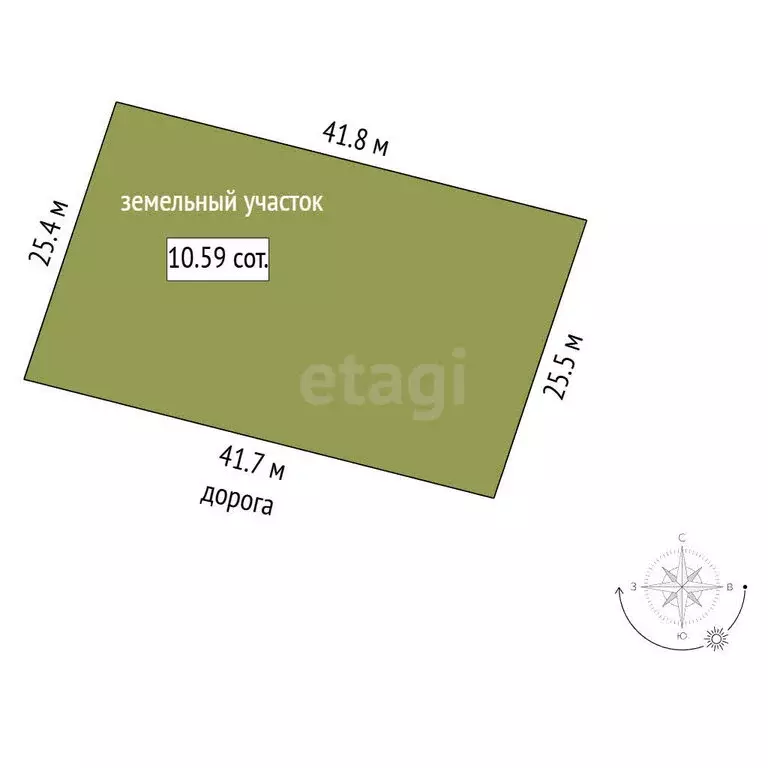 Участок в посёлок Солнечный, Кедровая улица (10.59 м) - Фото 1