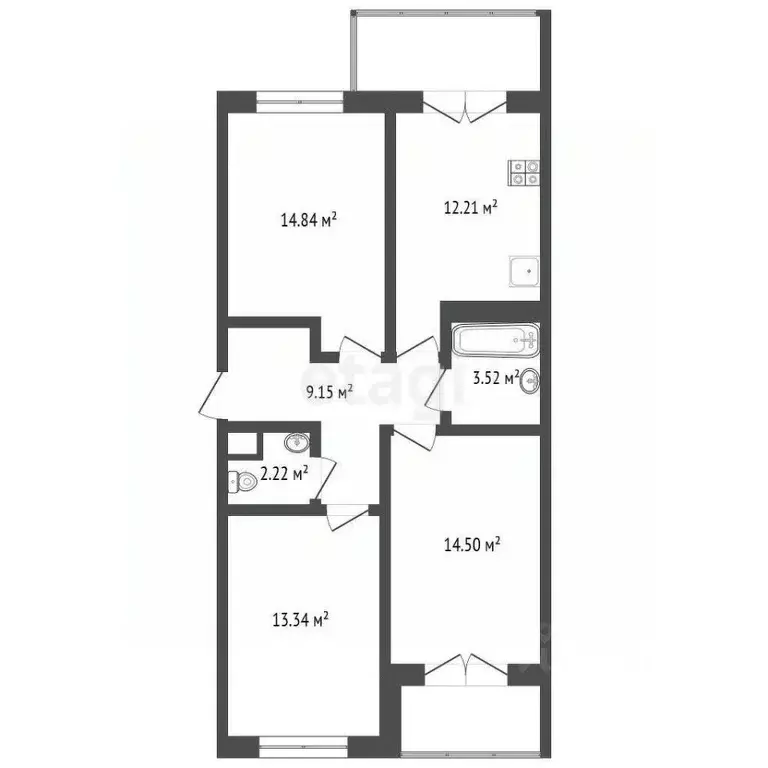 3-к кв. Вологодская область, Вологда Медуницинская ул., 11 (75.0 м) - Фото 1