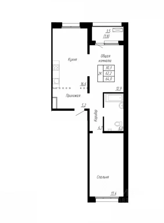 2-к кв. Ленинградская область, Тельмана Тосненский район, Сибирь жилой ... - Фото 1