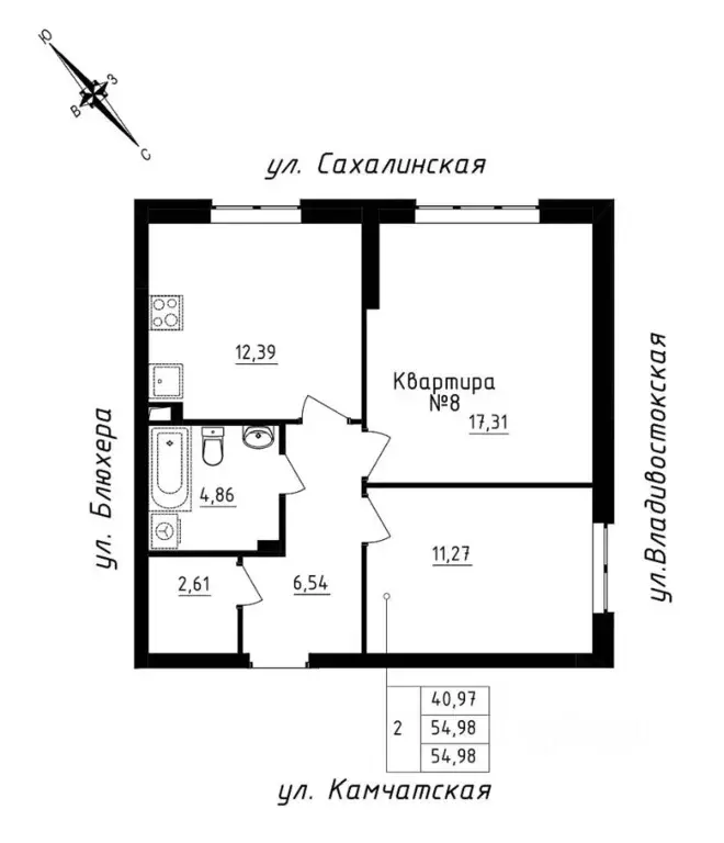 2-к кв. Свердловская область, Екатеринбург ул. Кронштадтская (54.98 м) - Фото 0