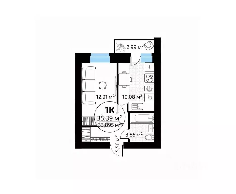 1-к кв. Самарская область, Самара пос. Мехзавод, Новая Самара мкр,  ... - Фото 1