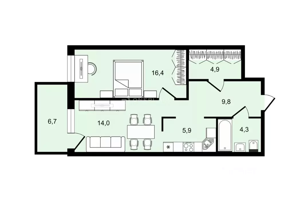 2-к кв. Санкт-Петербург наб. Реки Смоленки, 35к1 (55.3 м) - Фото 1