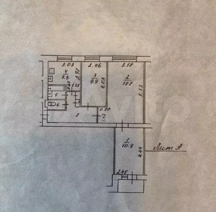 3-к. квартира, 58,1 м, 5/9 эт. - Фото 0