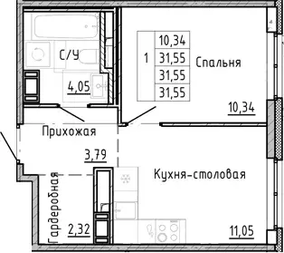 Продаётся 1-к квартира, 31.55 м - Фото 0