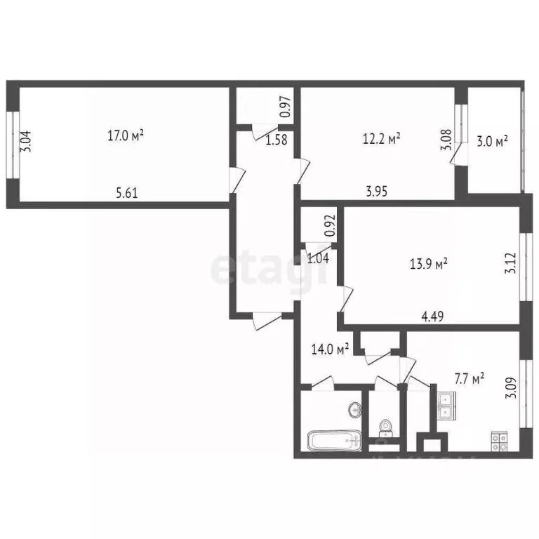 3-к кв. Санкт-Петербург Долгоозерная ул., 11 (70.0 м) - Фото 1