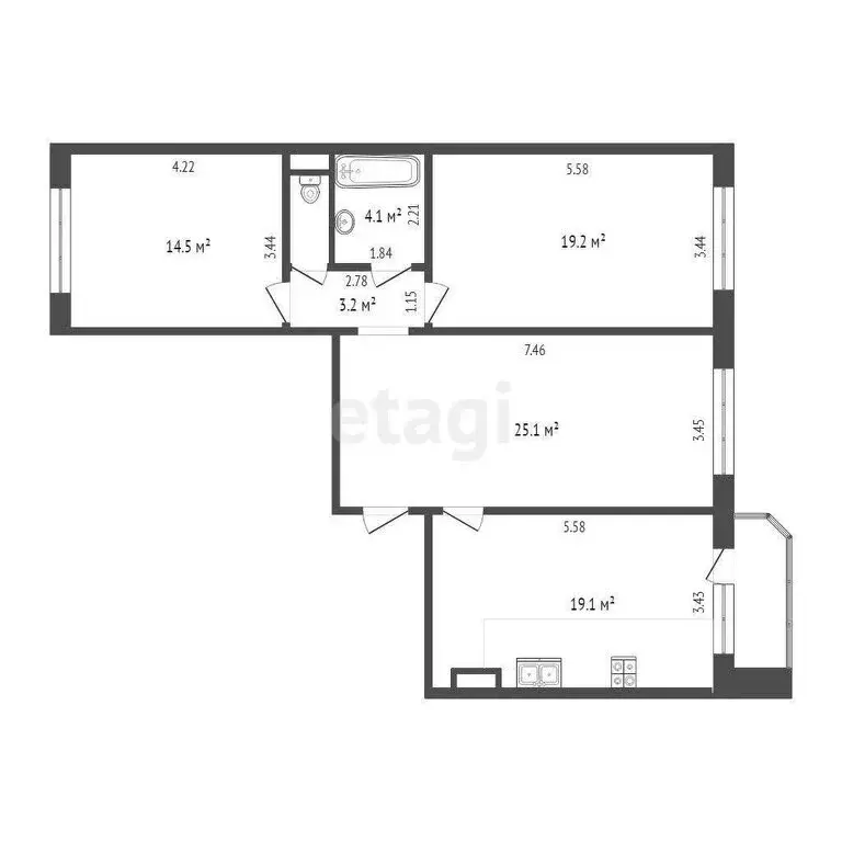 3-комнатная квартира: Патрушева, улица Александра Пушкина, 3к1 (86.9 ... - Фото 0