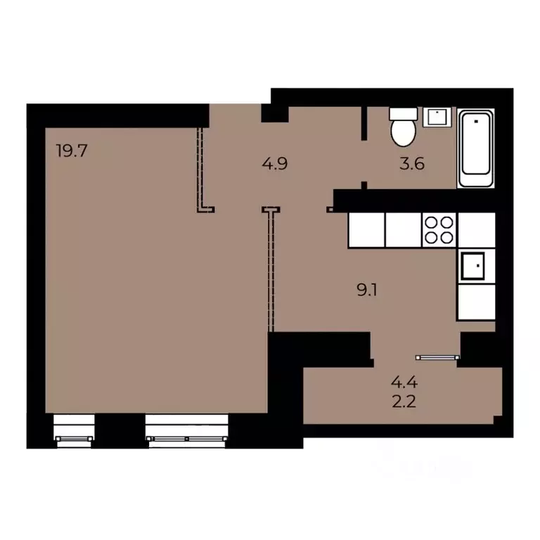 1-к кв. Омская область, Омск ул. 33-я Северная, 46 (39.47 м) - Фото 1