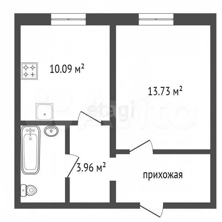 1-к. квартира, 37,4 м, 1/17 эт. - Фото 1