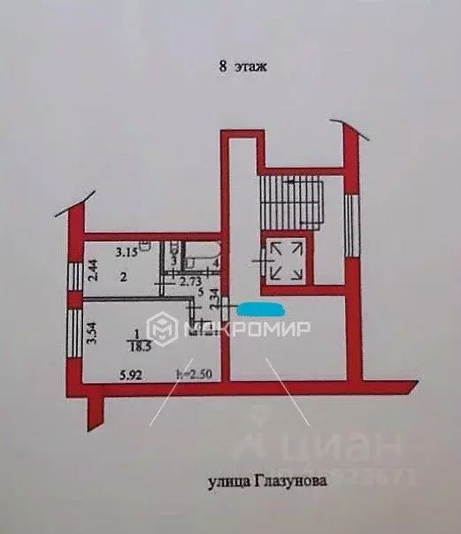 1-к кв. Пензенская область, Пенза ул. Глазунова, 1 (34.4 м) - Фото 1