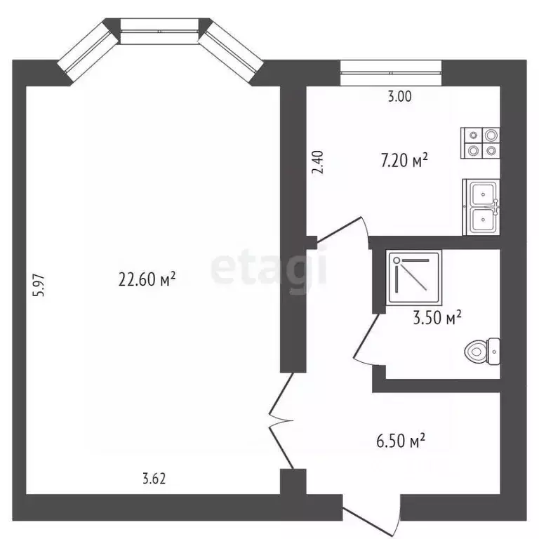 1-к кв. Ямало-Ненецкий АО, Новый Уренгой Молодежная ул., 11 (39.8 м) - Фото 2