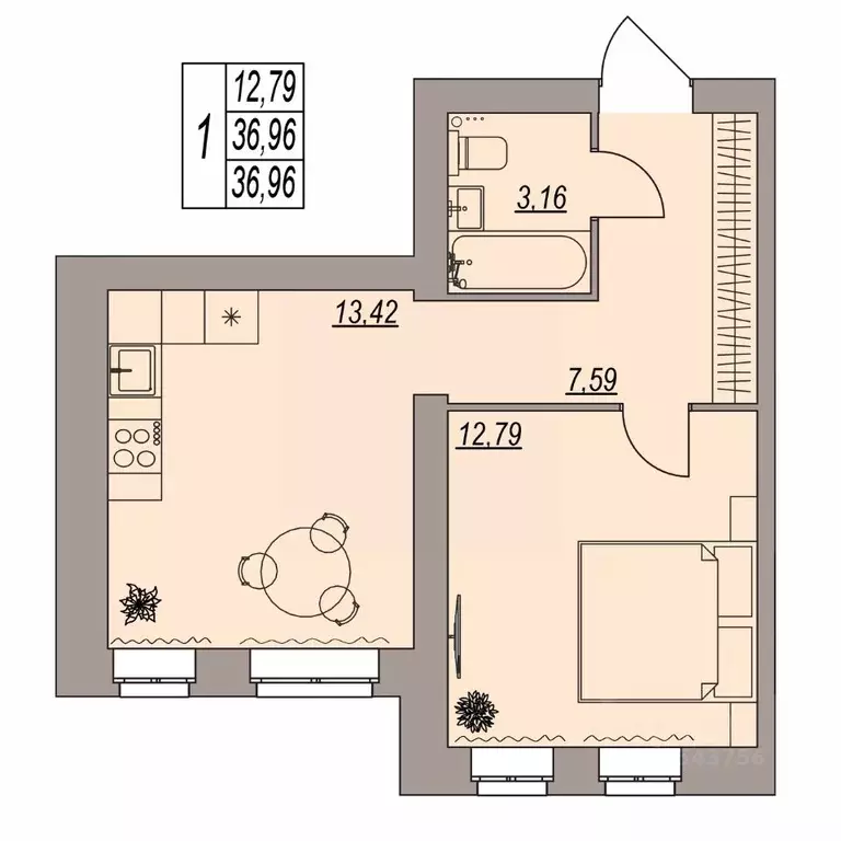 1-к кв. Волгоградская область, Волгоград ул. Расула Гамзатова (36.96 ... - Фото 1